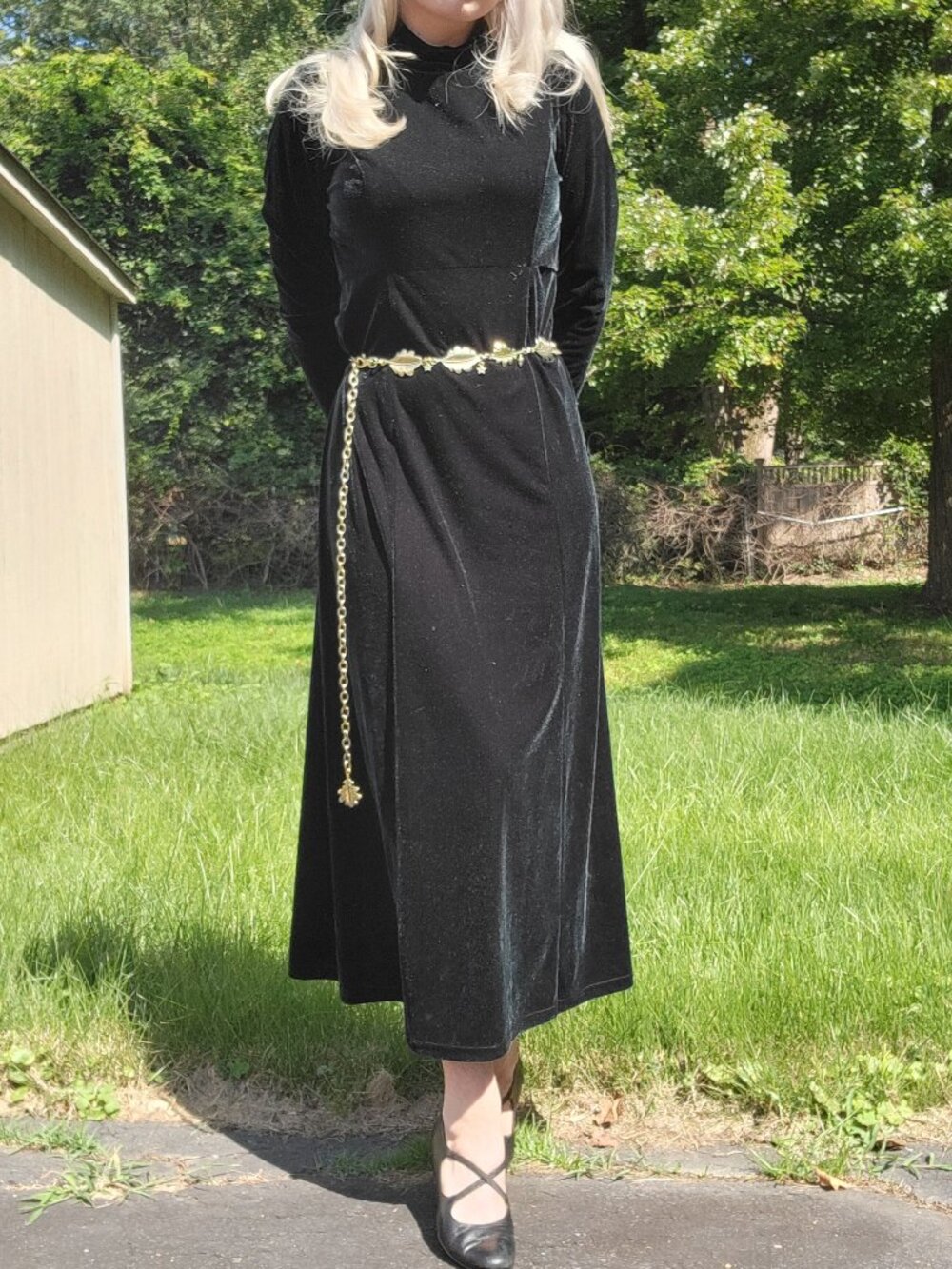 ₊˚🌳⊹ Moda International green velvet turtleneck maxi dress ✧🌿˚.